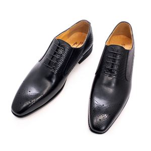 Chaussures à lacets de luxe pour hommes en cuir véritable, décontractées et habillées, idéales pour mariage, fête, bureau, chaussures de mode - Product Image 1