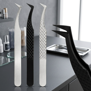 Pinzas de Precisión para Pestañas de Acero Inoxidable con Punta Lisa en Ángulo de 45 Grados para Extensión de Pestañas - Product Image 2