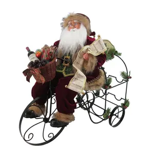 Nieuwe Aankomen Led Seizoensgebonden Home Vakantie Indoor Decor Melody Metalen Driewieler Wijn Wagon Rack Claus Kerst Decoratie