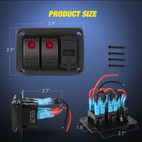Panneau d'interrupteurs 2 voies avec chargeur USB et PD Type C, voltmètre pour voitures, camions, bateaux, camping-cars, LED bleue