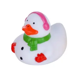 雪人造型婴儿水游泳玩具浴缸漂浮鸭带围巾和手套