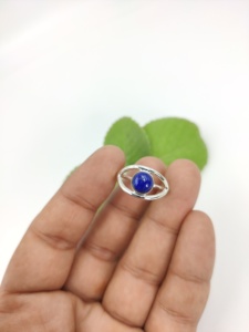 Bague Œil Turc en Lapis Lazuli Naturel, Argent Sterling 925, Réglable, Faite à la Main, Pierre Précieuse Bleue, Bijoux en Gros - Product Image 4