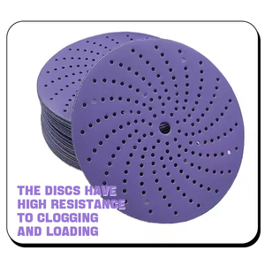 Großhandel 125 & 150 Sands ch eiben papier 5 & 6IN P120-P2000 Lila Keramik Sands ch eiben Klett verschluss Schleif scheibe für die Automobili ndustrie - Product Image 4