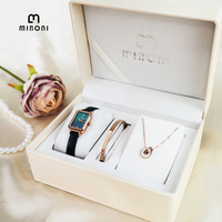 Miboni 2023L Montre-bracelet vintage japonaise à mouvement Seiko à quartz, ensemble avec bracelet, collier et bijoux, coffret cadeau pour femme