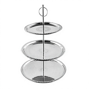 แท่นโชว์เค้กทำจากสแตนเลส3ชั้นทำจากไม้ - Product Image 1