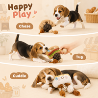 Ensemble de jouets pour chien Bakery, 3 styles : Peluche, Balle en rotin, Clochette, Jouet à froisser, Jouet à tirer, Jouet de poursuite, Jouet en forme de burger, Jouet en forme de pain, Jouet en forme d'ours, 9x8cm, Jouet pour animal de compagnie
