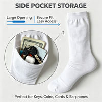 Chaussettes unisexes avec poche cachée, chaussettes à poche latérale, chaussettes de rangement sécurisé pour les voyages, la course à pied, l'usage quotidien, logo personnalisé