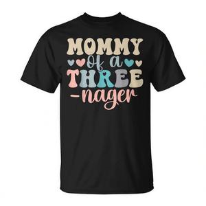 T-shirt Mommy Of A Threenager per adulti, unisex, a maniche corte, girocollo, con stampa digitale, per riunioni di famiglia - Product Image 2