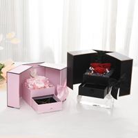 Boîte cadeau double porte tiroir pour bijoux, rouges à lèvres et savons en forme de rose, faite à la main, recyclable, avec pelliculage mat et gaufrage, pour la Saint-Valentin