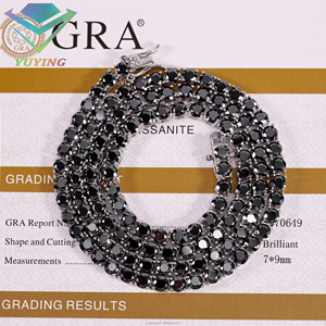 <b>Black</b> Moissanite Tennis <b>Chain</b> 925 Silver <b>Black</b> Rhodium Plated Hip Hop Bracelet Necklace for Men Women - Product Image 6