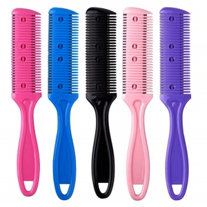 Peigne de coiffure en plastique pour barbier, lame de rasoir double tranchant personnalisée, peigne de coupe et de dégradé en gros - Product Image 1