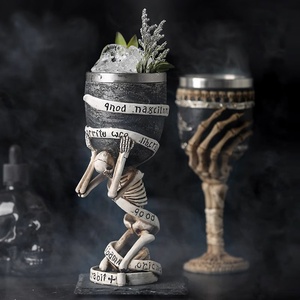 Unique Viking Tiki Stainless Steel Resin <strong>Mug</strong> Beer Halloween <strong>Skull</strong> Slave Dragon Claw Double Wall Gothic Cocktail Wine Glass