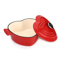 Cocotte en fonte émaillée rouge en forme de cœur, antiadhésive, style antique, avec faible MOQ