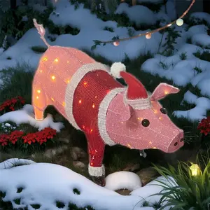 24-Inch Pink Flying Pig Outdoor Holiday Decor LED Party Decorations Easter Christmas Ramadan Graduation Valentine's Day Number