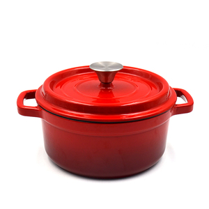 Casserole ronde émaillée vintage classique HOMEFELT Chef's, <span class=keywords><strong>en</strong></span> <span class=keywords><strong>fonte</strong></span>, avec couvercle, écologique, modèle PT02, rouge cardinal - Product Image 1