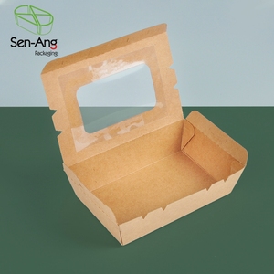 SenAng03新しいデザインの寿司弁当Windowsケータリングボックスクラフト紙容器食品用蓋付き - Product Image 5