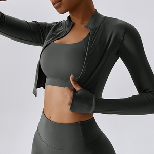 Reißverschluss-Outdoor-Laufjacke Sport-Yoga-Jacke Halb-Reißverschluss Formbare Fitness-Langarmjacke Schnelltrocknende Yoga-Oberteil Übergröße - Product Image 2