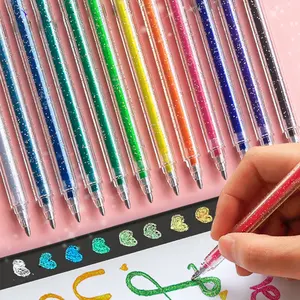 Stationery Art Supplies Kids Drawing Glittering Color HIghlighter Marker Gel Shiny Glitter Pen Set For Student