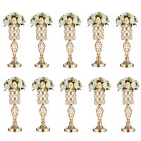 Stands Bunga Logam Perak Emas Mewah untuk Pernikahan, Vas Akrilik Tinggi dengan Desain Terpilin, Lipat, Modern, Romantis, Elegan, Centerpiece