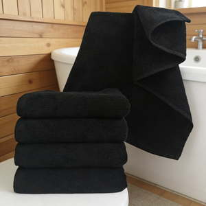 Serviette en coton bio noire personnalisée à séchage rapide pour adultes, couleur unie, tissée, pour salon <span class=keywords><strong>de</strong></span> manucure ou usage domestique, ensemble <span class=keywords><strong>de</strong></span> serviettes <span class=keywords><strong>de</strong></span> <span class=keywords><strong>bain</strong></span> - Product Image 1