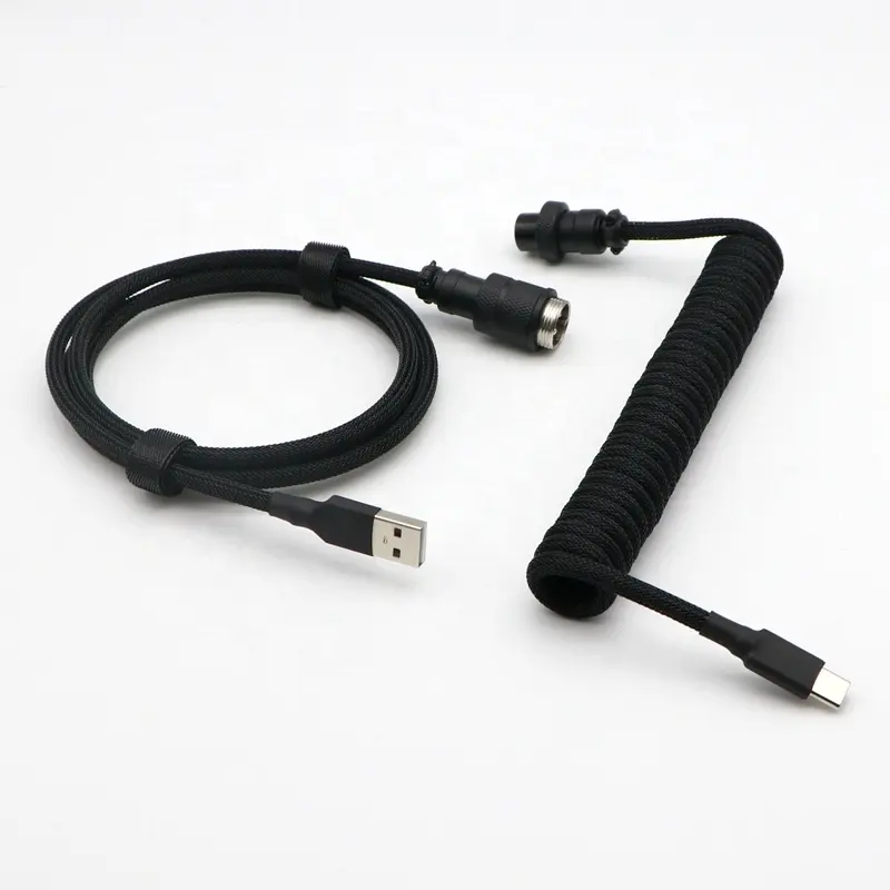 매수 Z 모양 Paracord 및 애완 동물 더블 슬리브 기계식 키보드 코일 타입 C 미니 USB 마이크로 USB 케이블 GX16 억만 장자.