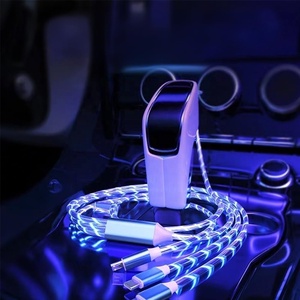 สายชาร์จไฟในรถยน<span class=keywords><strong>ต</strong></span>์<span class=keywords><strong>แบ</strong></span>บ3-in-1 LED USB-A ไฟลื่นไหลชนิด C ไมโคร-USB พร้อม RGB สีน้ำเงินเรืองแสงสำหรับ iPhone iPad Android และ Samsung - Product Image 5
