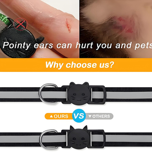 Collier de sécurité pour chat avec bande réfléchissante et cloche, collier réglable en nylon pour animal de compagnie, conception confortable et de visibilité nocturne/ - Product Image 5