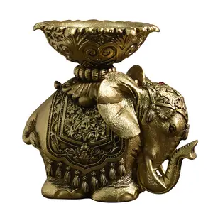 Candelero de elefante retro creativo europeo, decoración para el hogar, sala de estar, mesa de porche, mesa de vela de resina, artes decorativas