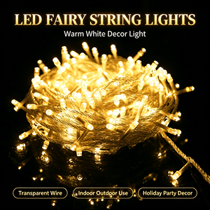 <span class=keywords><strong>Guirlande</strong></span> de lumières de Noël LED imperméables pour l'extérieur, 10m <span class=keywords><strong>20m</strong></span> 30m, lumières de chaîne pour décorations, indice de protection IP44, DC6V 2700K, blanc chaud doux - Product Image 1