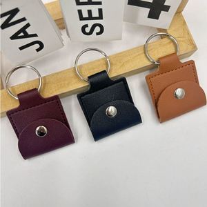 Wholesale PU Leather Cable Organizer Keychain Customizable Snap Button Mini Pouch for Sale Cable <b>Key</b> <b>Ring</b> Portable Storage <b>Bag</b> - Product Image 4