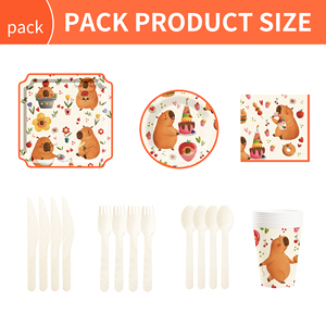 DAMAI Artículos para Fiesta de Cumpleaños de Capibara, Platos de Papel de Capibara, Servilletas, Vajilla de Animales para la Cena, Recuerdos de Fiesta, Suministros para Mesa de Animales, Sirve para 8 Personas - Product Image 2