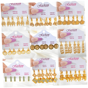 Pendientes de Diseño Personalizado de Latón Chapado en Oro de 18K, Estilo Clásico Vintage de Lujo de Dubái para Mujer - Product Image 1