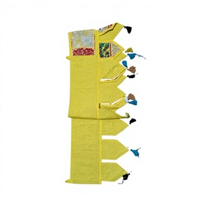 Handmade Patchwork Toran Hanging <b>Door</b> Valance Embroidered Window Decorative Banner Yellow With Colorful Patterns And Tassels - Product Image 2