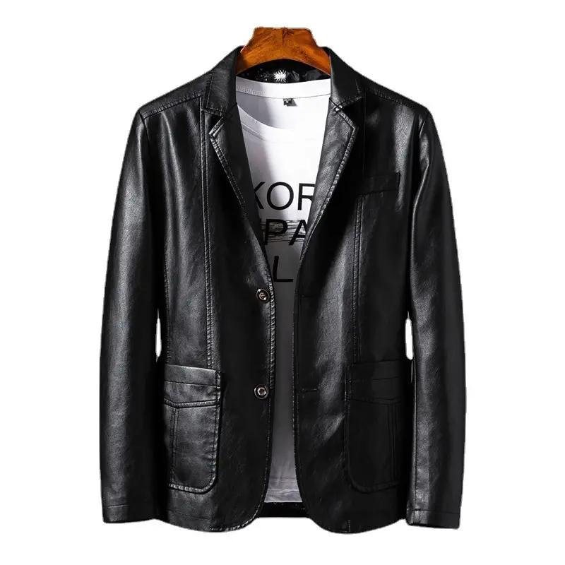 Alephan leather trim fashion business jacket men's jacket Autumn/winter motorcycle men's wear leather jacket for men