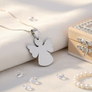 Ciondolo Angelo in Acciaio Fine, Elegante e Delicato, Pendenti e Charms - Product Image 3
