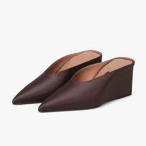 Sandalias de seda con punta para mujer, mules sexys, zapatos de tacón alto de cuña, para vestir en verano - Product Image 2