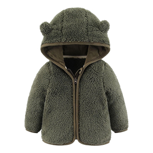 <span class=keywords><strong>Veste</strong></span> à capuche en molleton pour bébés, vêtements d'hiver pour bébés, garçons, avec oreilles d'ours, fermeture éclair en polaire - Product Image 4
