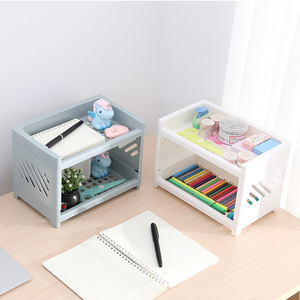 Étagère de rangement double couche pour bureau, organisateur creux à 2 niveaux pour papeterie, chambre d'étudiant, usage domestique ou de bureau - Product Image 3