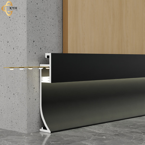 Battiscopa a LED in alluminio nero con battiscopa a muro con illuminazione a muro accessori per pavimenti in strisce di profilo in alluminio - Product Image 1