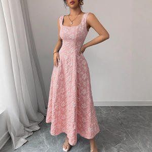 For Women's Summer Spaghetti Strap Party Daily <b>Elastic</b> <b>Waist</b> Breathable Splice Jacquard Floral Flared Hem Elegant Long Dress - Product Image 6