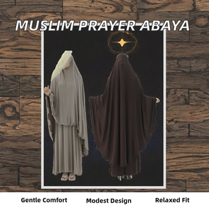 Islamic Modest Winter Traditional Prayer Clothing Dubai Soft Modal Cotton <b>2</b> <b>Piece</b> Abaya Set Hijab Khimar <b>Dress</b> Robe Muslim Women - Product Image 2