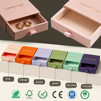 Boîte à bijoux en velours de qualité supérieure, prête à l'emploi, avec tiroir, 9,5x9,5x2,5 cm, pour rangement et emballage cadeau