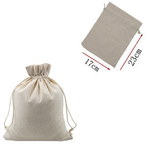 Sacs de shopping écologiques pour cadeaux d'anniversaire simples, sacs en coton et lin personnalisés avec cordon de serrage - Product Image 6