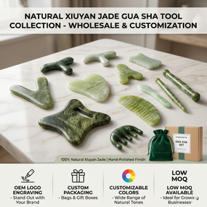 Masseur facial <span class=keywords><strong>Gua</strong></span> <span class=keywords><strong>Sha</strong></span> en <span class=keywords><strong>jade</strong></span> Xiuyan grand format, fonction musicale, couleur verte, logo personnalisé, anti-âge, fait main, 400g - Vente chaude - Product Image 4