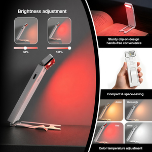 Custom logo Portable Folding Battery LED Bookmark Light Multi-Color Temperature Eye Protection Flexible Clip-On for Book Reading - Product Image 6