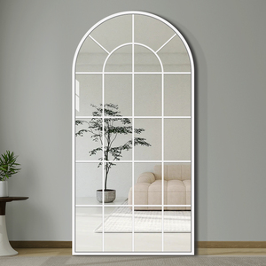 Custom French-Style Iron Grid Arch-Shaped <strong>Frame</strong> Glass <strong>Mirror</strong> with Black Gold <strong>White</strong> Finish for Home Decoration Wall Mounting - Product Image 2