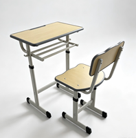 Ensemble de bureau et chaise d'école moderne en métal et bois pour étudiants universitaires, salle de classe