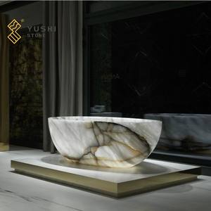 YUSHI Modern Boat Shape Naturstein Badewanne Luxuriöse durchscheinende Onyx Marmor freistehende Badewanne für Hotel Badezimmer - Product Image 3