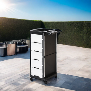 Carro <span class=keywords><strong>auxiliar</strong></span> de bandeja superior multifunción salón <span class=keywords><strong>con</strong></span> soporte para secador de pelo Carro de plástico ampliamente utilizado de gran capacidad <span class=keywords><strong>con</strong></span> 5 <span class=keywords><strong>cajones</strong></span> - Product Image 1