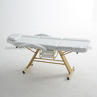 Modernes 3-fach klappbares Gold-Massagebett für Gesichtsbehandlungen mit verstellbaren Funktionen, Metallrahmen und hochdichtem Schwamm – für Schönheitssalons, Spas und gewerbliche Nutzung